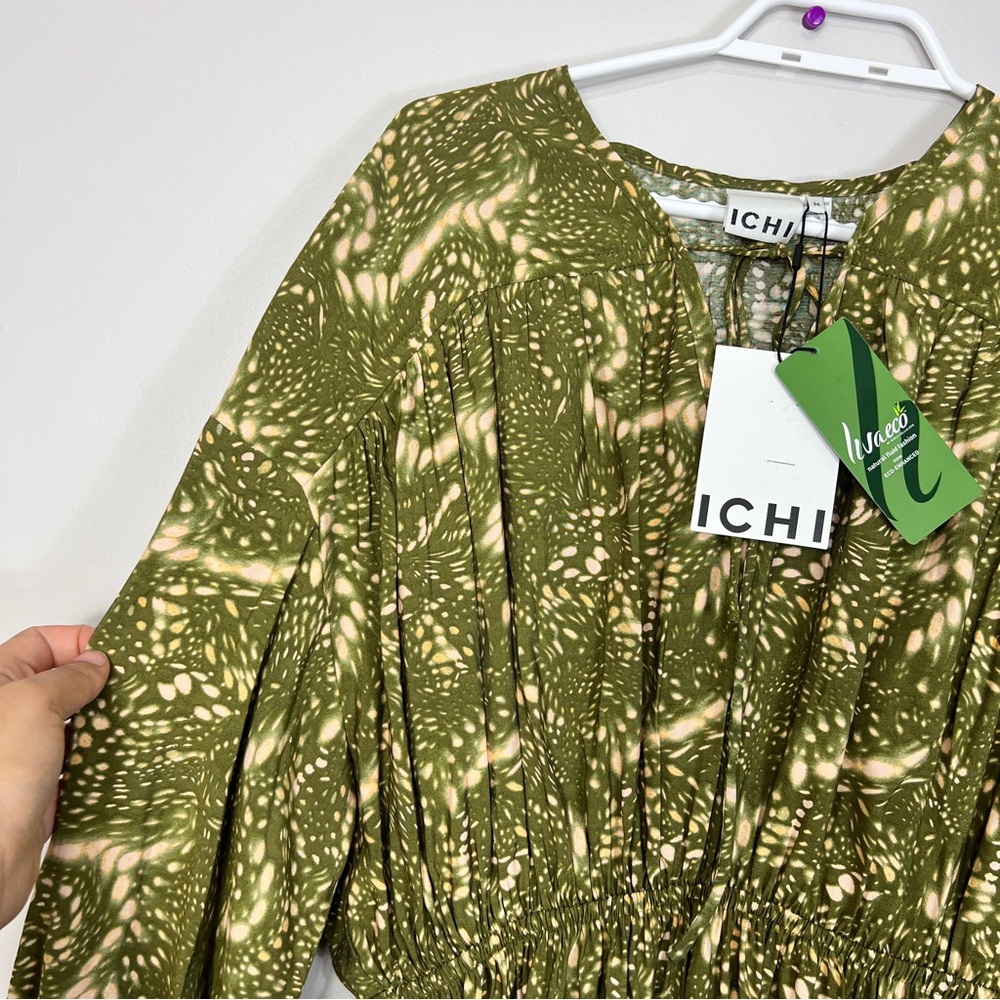 ICHI Green Oversized Boho Abstract Print Dress | Size 36 EU US 6 - Picture 9 of 14